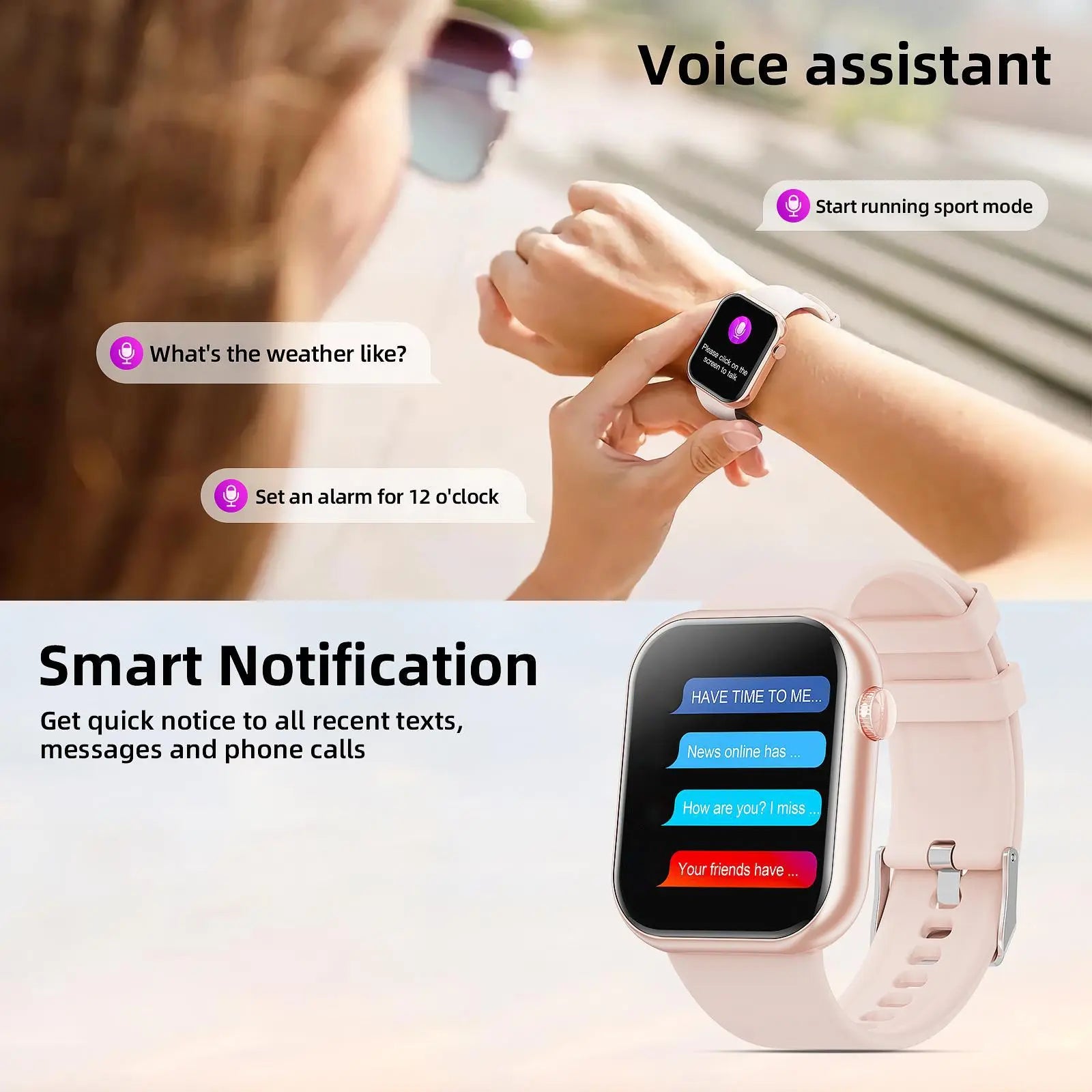 Multifunctional Men'S and Women'S Smartwatch, Calling Smart Watch, 1.85‑Inch Smart Watch That Supports Answering and Making Calls, 100+ Sports Modes and Message Reminders, IP67 Waterproof for Android and Iphone, Ideal Gift