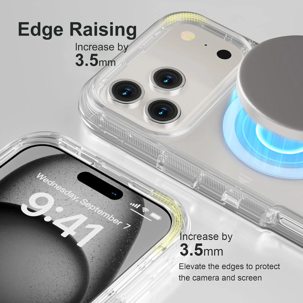 Magsafe Defender Case for Iphone, Multi-Layer Case Hybrid Heavy Duty Shockproof Case, Magnetic Transparent Clear Cover Protective Smartphone Case for 17 Pro Max/17/16/15/14/13 for Apple Iphone 17 Air