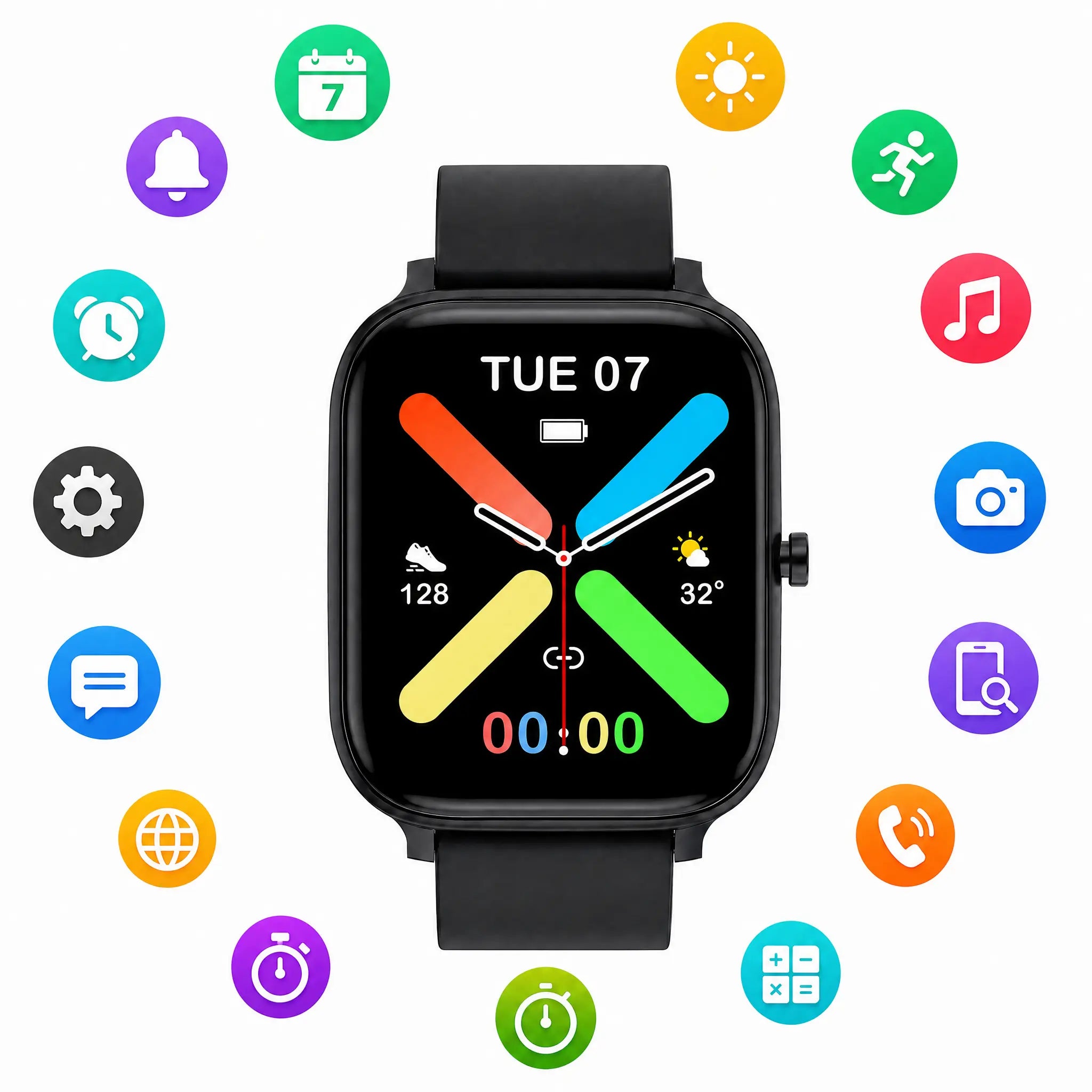 Smart Watch for Men and Women, 1.83" Touch Screen Lifestyle Watch with Message Reminder, Step Counter, Alarm, Timer, Music Control, Comfortable Strap, Compatible with Most Ios and Android Smartphones Fathersdaygift