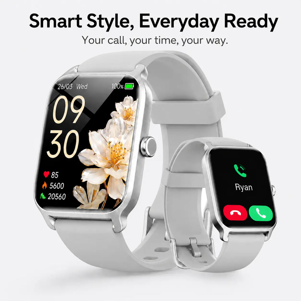 Smart Watch for Men and Women, 2.01" Touch Screen Lifestyle Watch with Message Reminder, Step Counter, Alarm, Timer, Music Control, Comfortable Strap, Compatible with Most Ios and Android Smartphones Fathersdaygift