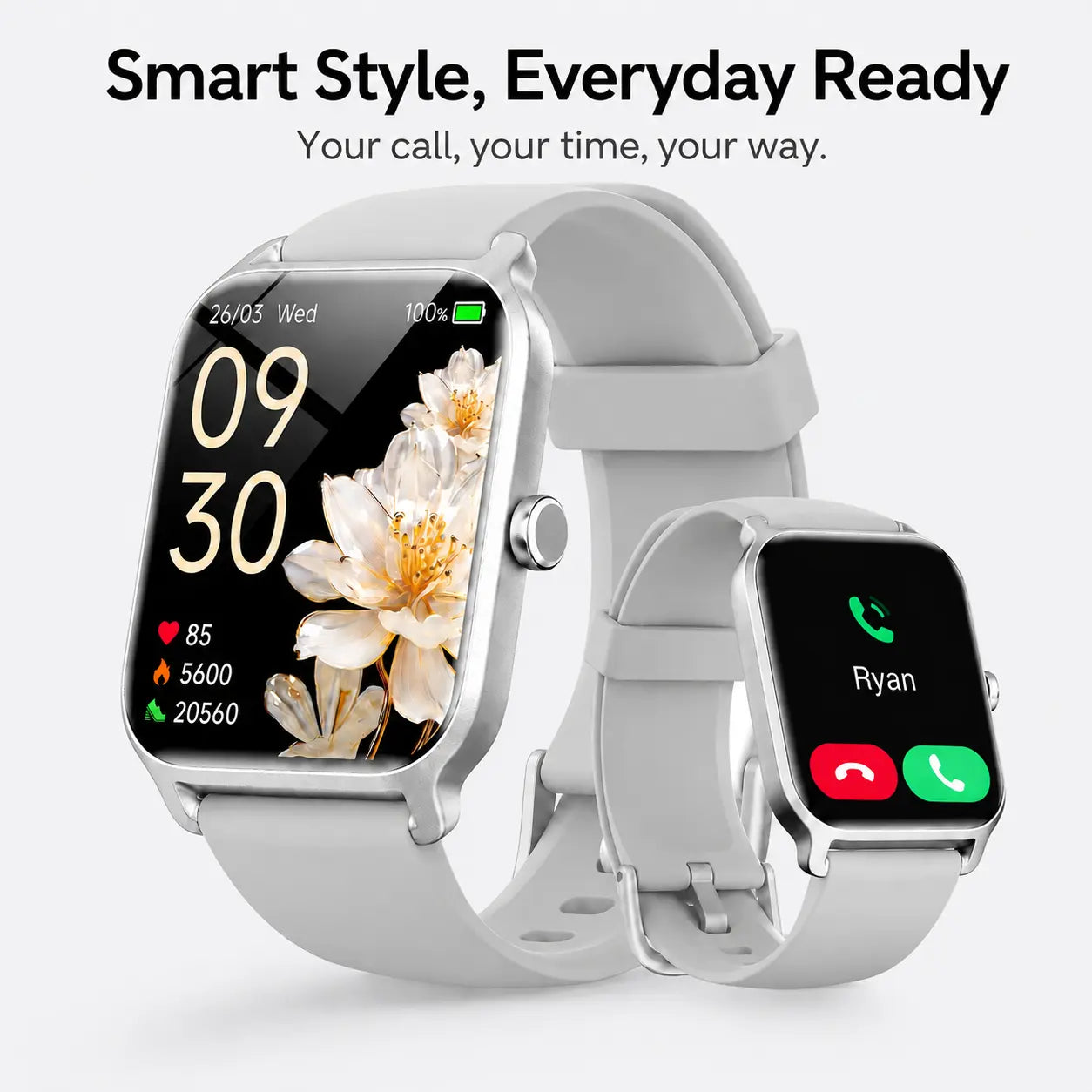 Smart Watch for Men and Women, 2.01" Touch Screen Lifestyle Watch with Message Reminder, Step Counter, Alarm, Timer, Music Control, Comfortable Strap, Compatible with Most Ios and Android Smartphones Fathersdaygift