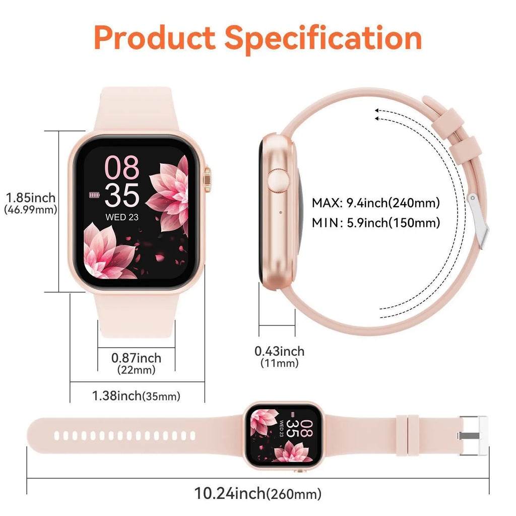 Multifunctional Men'S and Women'S Smartwatch, Calling Smart Watch, 1.85‑Inch Smart Watch That Supports Answering and Making Calls, 100+ Sports Modes and Message Reminders, IP67 Waterproof for Android and Iphone, Ideal Gift