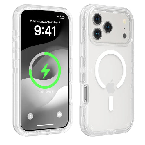 Magsafe Defender Case for Iphone, Multi-Layer Case Hybrid Heavy Duty Shockproof Case, Magnetic Transparent Clear Cover Protective Smartphone Case for 17 Pro Max/17/16/15/14/13 for Apple Iphone 17 Air