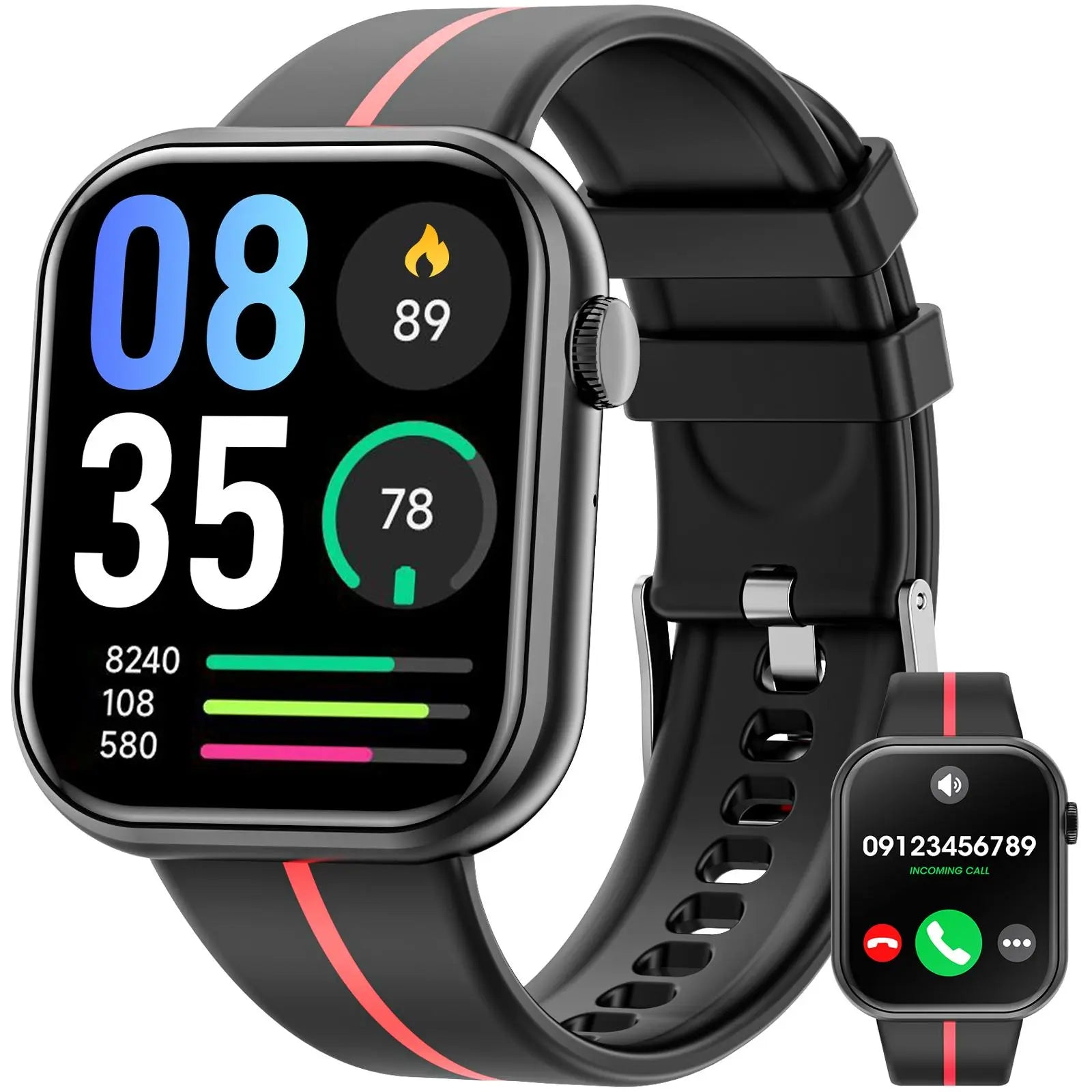 Multifunctional Men'S and Women'S Smartwatch, Calling Smart Watch, 1.85‑Inch Smart Watch That Supports Answering and Making Calls, 100+ Sports Modes and Message Reminders, IP67 Waterproof for Android and Iphone, Ideal Gift