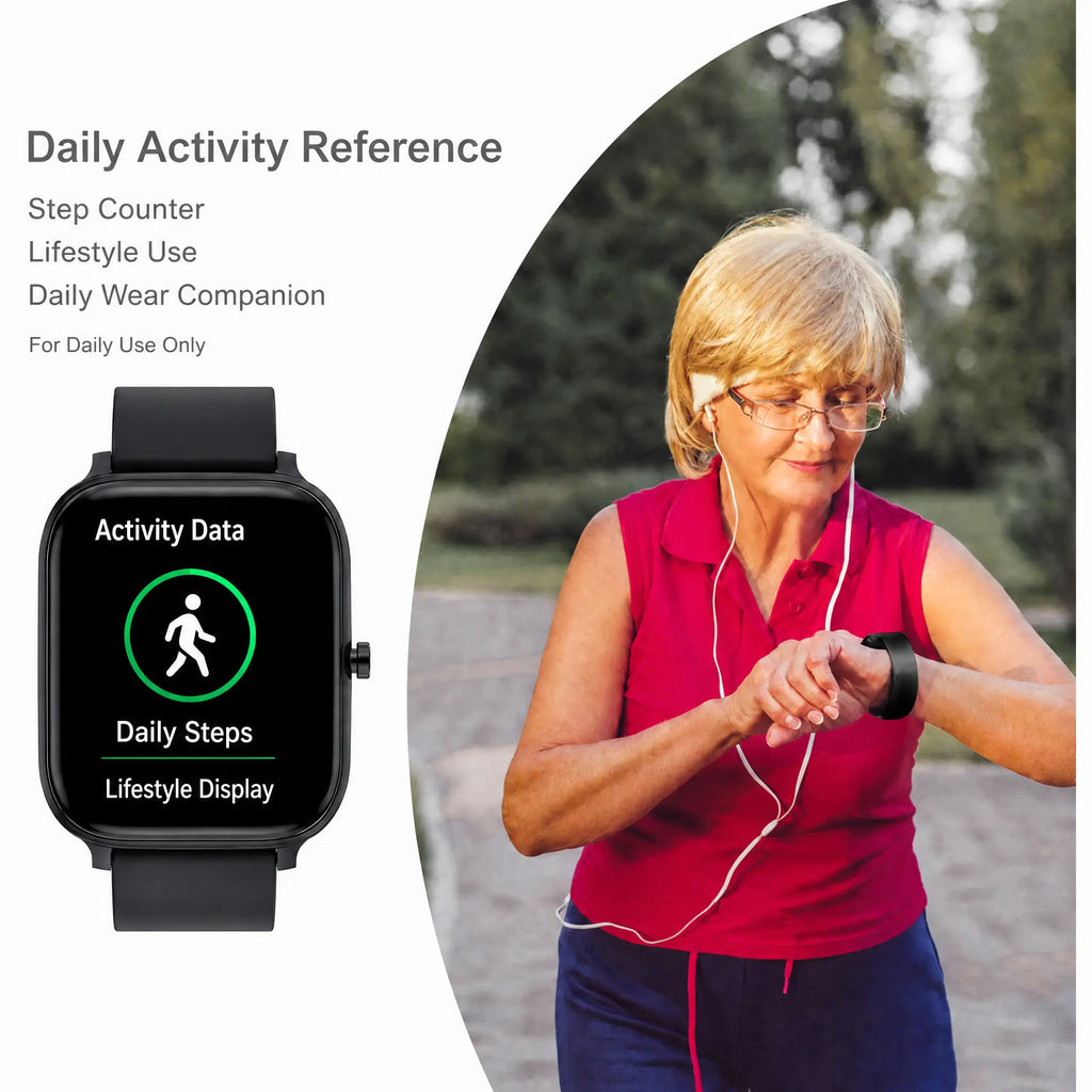 Smart Watch for Men and Women, 1.83" Touch Screen Lifestyle Watch with Message Reminder, Step Counter, Alarm, Timer, Music Control, Comfortable Strap, Compatible with Most Ios and Android Smartphones Fathersdaygift