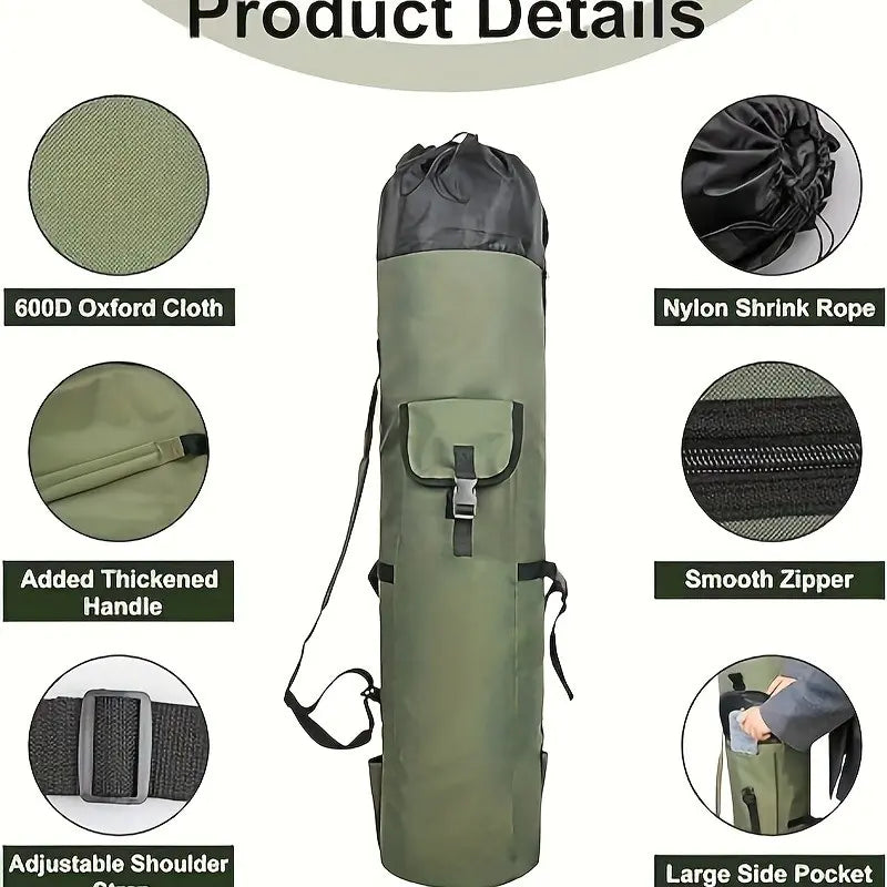 Portable Fishing Rod Carry Bag, Heavy Duty Oxford Fishing Pole Storage with Adjustable Shoulder Strap, Fits Multiple Rods & Reels for Outdoor Fishing Trips