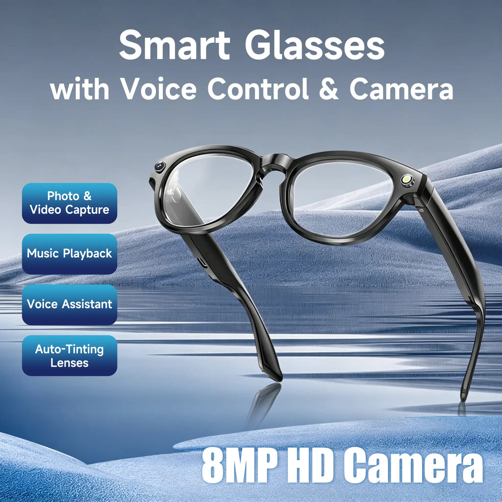 JEYUIN Smart Bluetooth Audio Glasses | Hands-Free Vlog Photo & Video Capture + Real-Time Translation | Perfect Wearable Camera Eyewear for Travel, Outdoor Adventures & Daily Life | Works with Iphone & Android