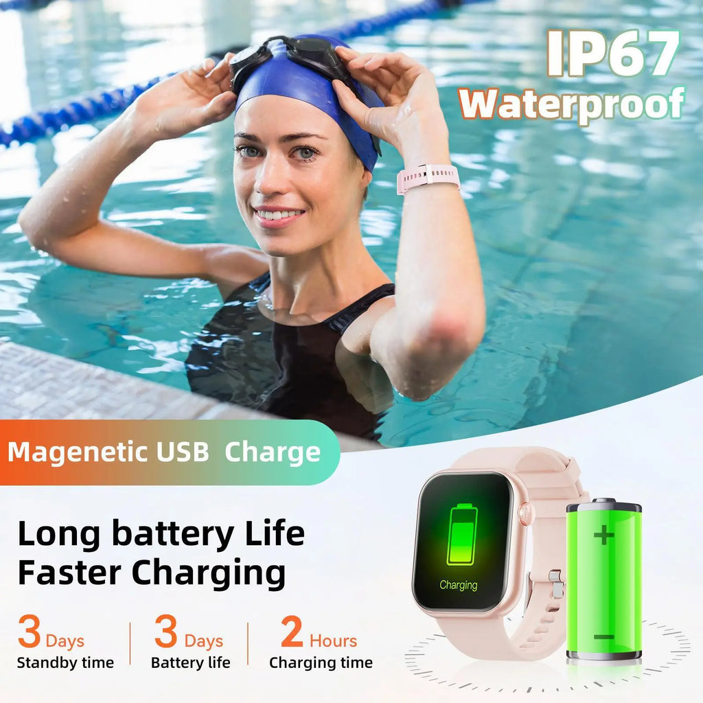Multifunctional Men'S and Women'S Smartwatch, Calling Smart Watch, 1.85‑Inch Smart Watch That Supports Answering and Making Calls, 100+ Sports Modes and Message Reminders, IP67 Waterproof for Android and Iphone, Ideal Gift