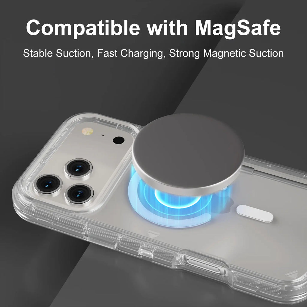Magsafe Defender Case for Iphone, Multi-Layer Case Hybrid Heavy Duty Shockproof Case, Magnetic Transparent Clear Cover Protective Smartphone Case for 17 Pro Max/17/16/15/14/13 for Apple Iphone 17 Air
