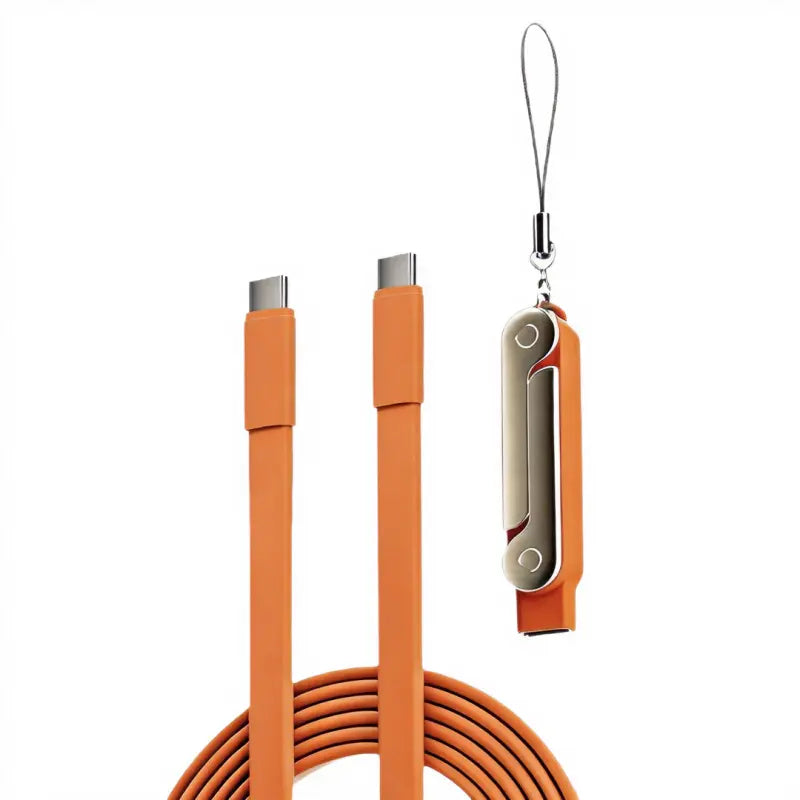 240W Supercharge 2-In-1 Detachable Type-C Cellphone Charging Cable, Zinc Alloy Silicone Electronic Cable with Rotating Invisible Stand, Single-Head Extend Mobile Charger for Apple Smartphones, Ideal for Gaming & Car Use (Phone Accessories)