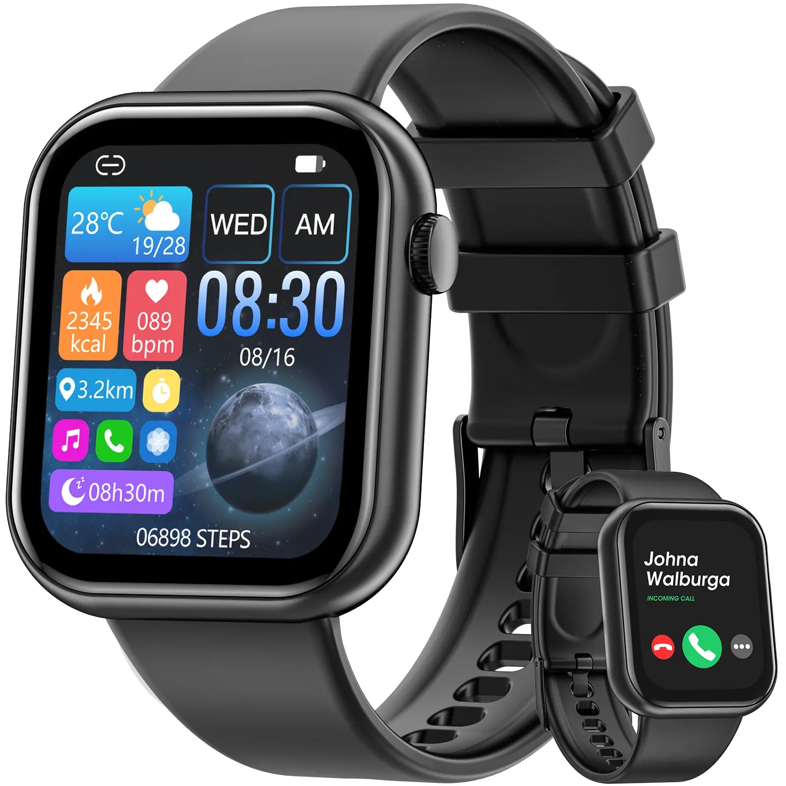 Multifunctional Men'S and Women'S Smartwatch, Calling Smart Watch, 1.85‑Inch Smart Watch That Supports Answering and Making Calls, 100+ Sports Modes and Message Reminders, IP67 Waterproof for Android and Iphone, Ideal Gift