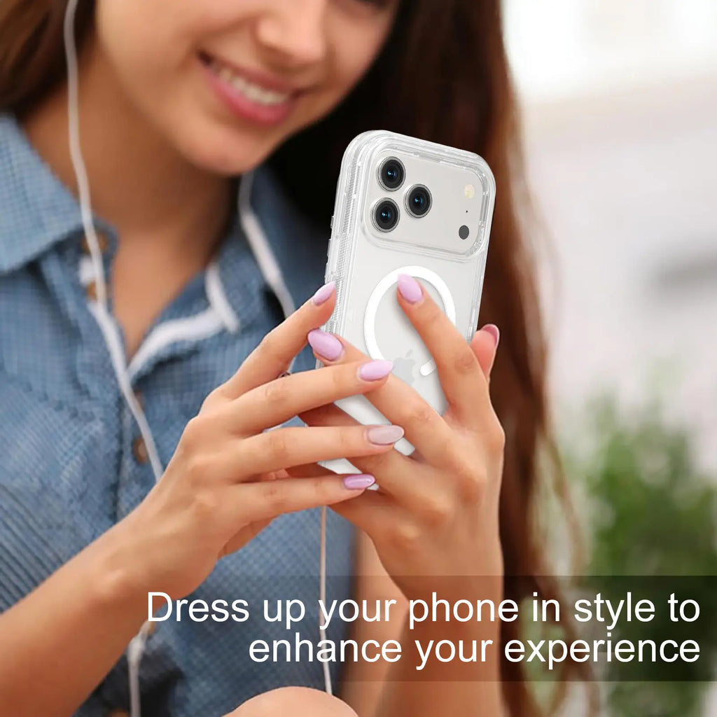 Magsafe Defender Case for Iphone, Multi-Layer Case Hybrid Heavy Duty Shockproof Case, Magnetic Transparent Clear Cover Protective Smartphone Case for 17 Pro Max/17/16/15/14/13 for Apple Iphone 17 Air