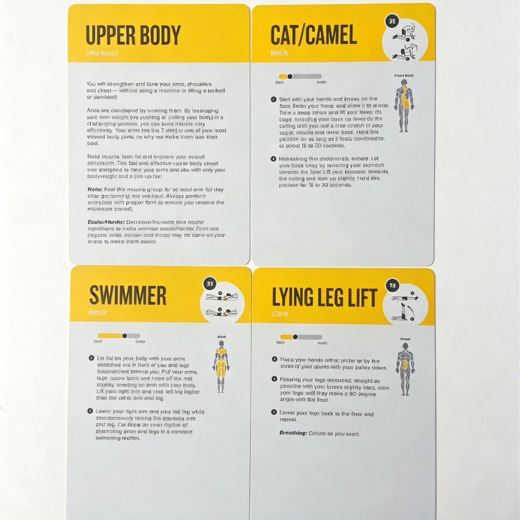 Self Weight Exercise Card, 62 Exercise Cards, Large Size 5 Inches X 3.5 Inches, Men'S and Women'S Fitness Cards, Beginner'S Fitness Guide, Home or Gym Exercise Routine Guide