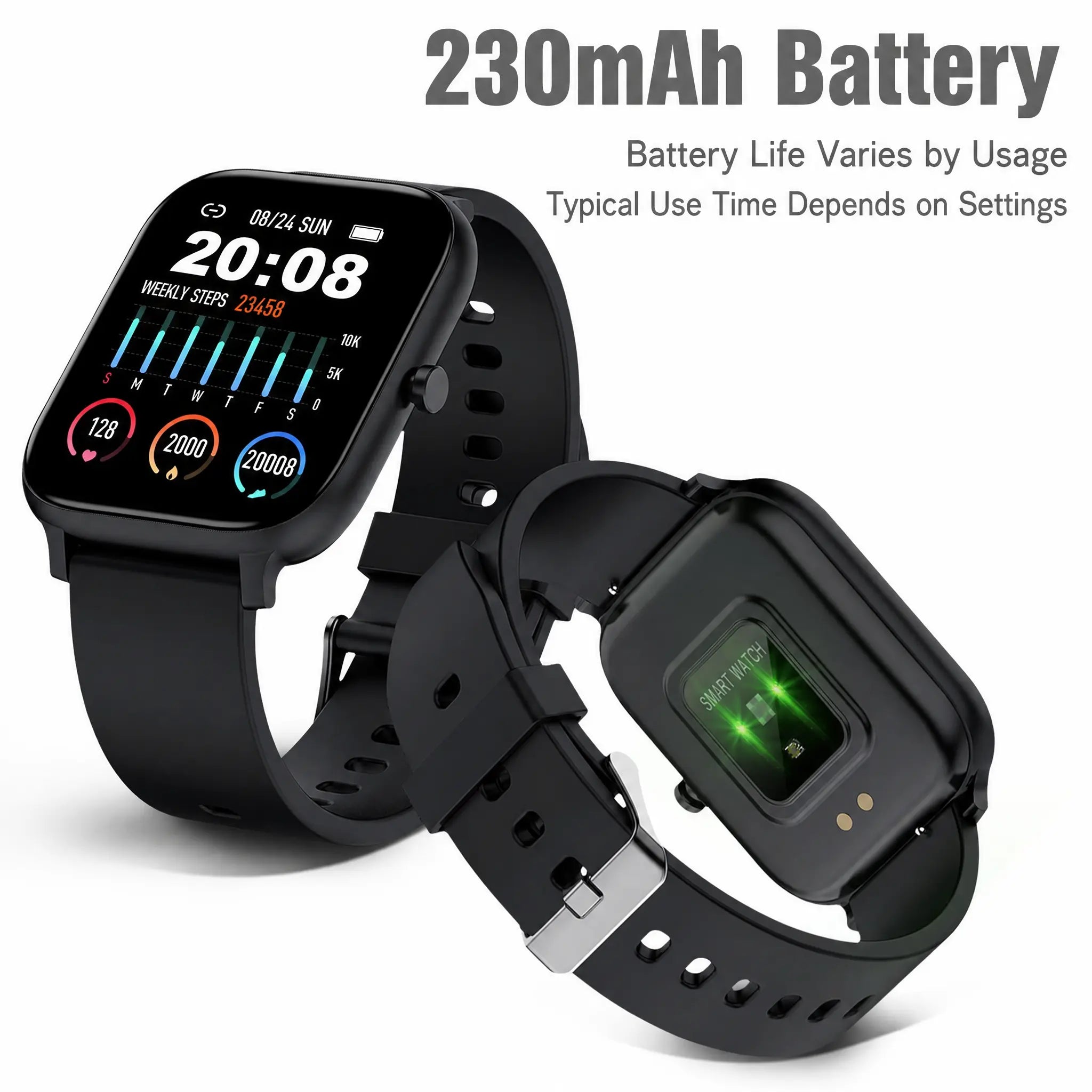 Smart Watch for Men and Women, 2.01" Touch Screen Lifestyle Watch with Message Reminder, Step Counter, Alarm, Timer, Music Control, Comfortable Strap, Compatible with Most Ios and Android Smartphones Fathersdaygift