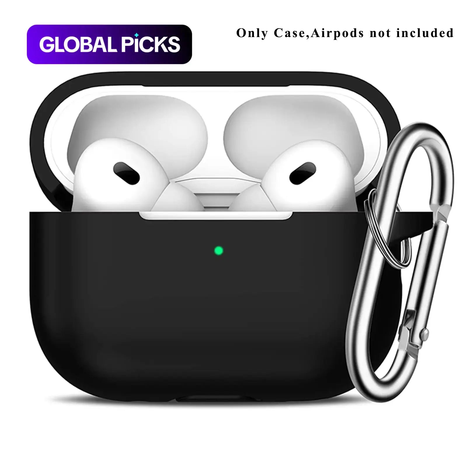 Silicone Earphone Case with Carabiner, Solid Color Robust Shockproof Protective Case for Airpods Pro 2, Soft Earphone Case with Visible LED Charging Indicator, Earphone Protector for Men and Women, Handy, Protection, Earbuds