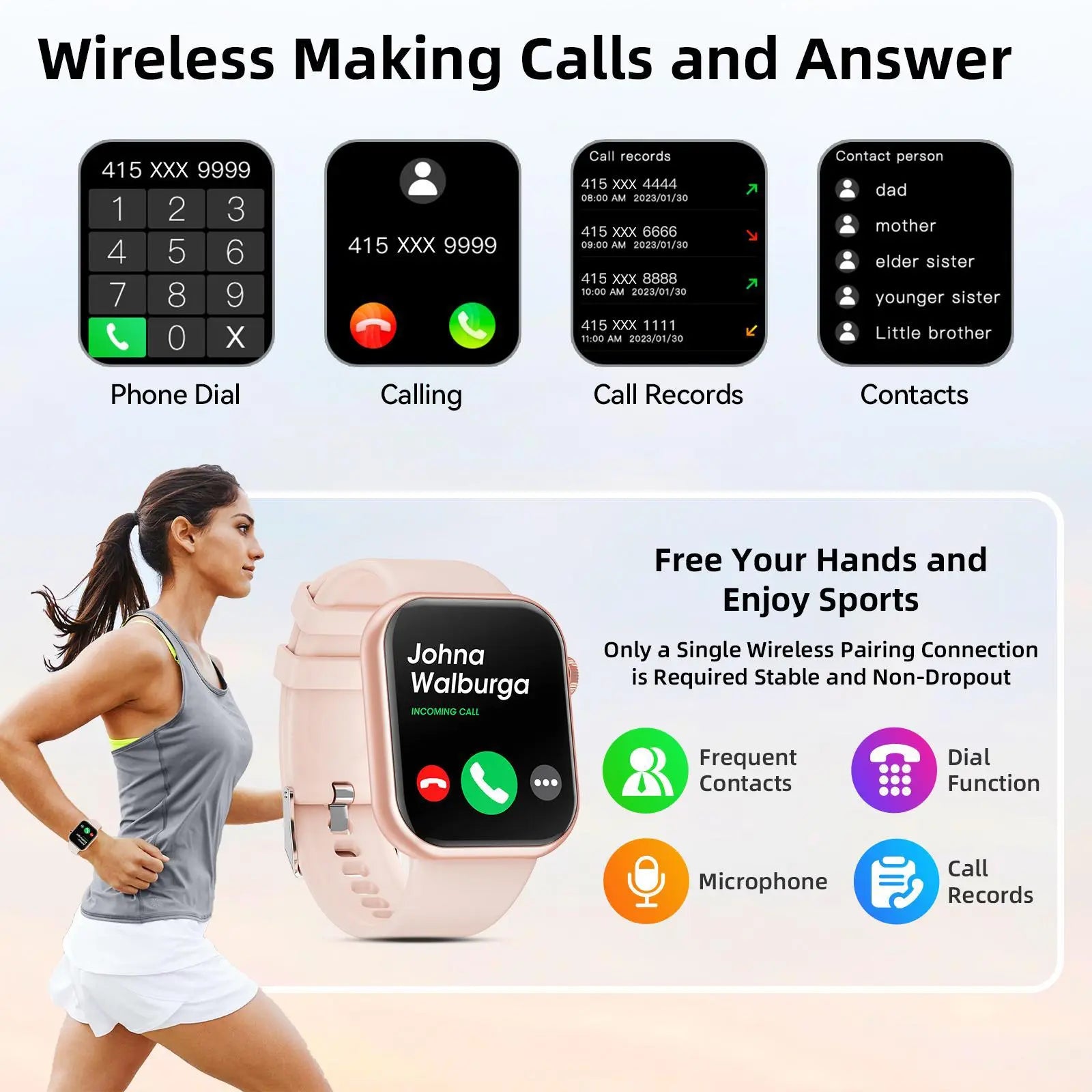 Multifunctional Men'S and Women'S Smartwatch, Calling Smart Watch, 1.85‑Inch Smart Watch That Supports Answering and Making Calls, 100+ Sports Modes and Message Reminders, IP67 Waterproof for Android and Iphone, Ideal Gift