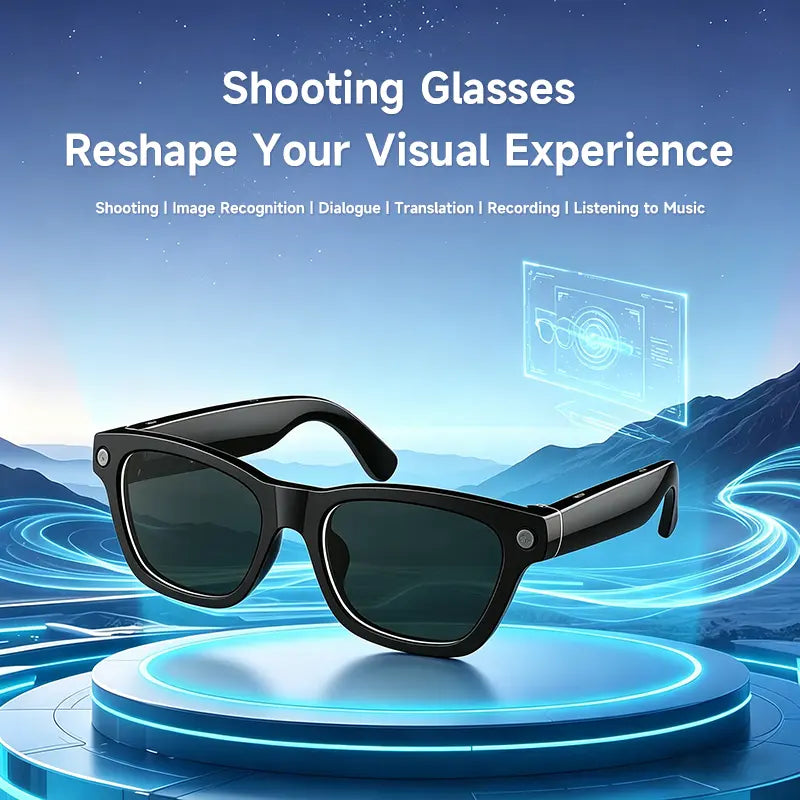JEYUIN Smart Bluetooth Audio Glasses | Hands-Free Vlog Photo & Video Capture + Real-Time Translation | Perfect Wearable Camera Eyewear for Travel, Outdoor Adventures & Daily Life | Works with Iphone & Android