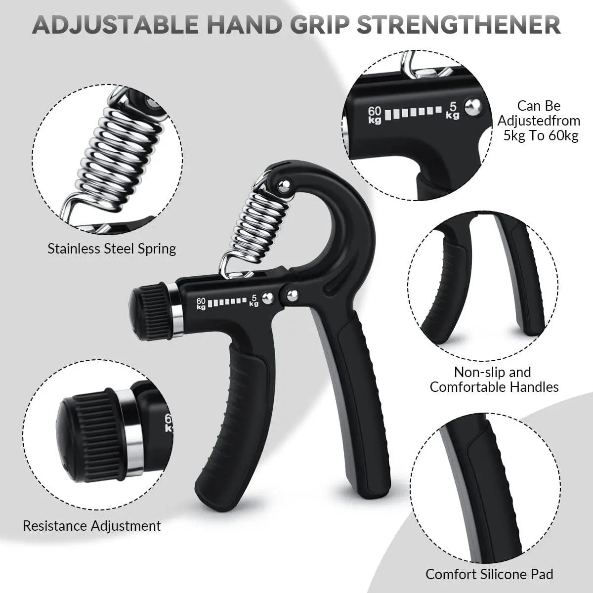 Workout Hand Gripper, 11Lbs-132Lbs Hand Grip Exerciser, Exercise Hand Grip Strengthener, Workout Equipment, Home Gym Equipment, Strength Training Accessory, Valentine'S Day Gift