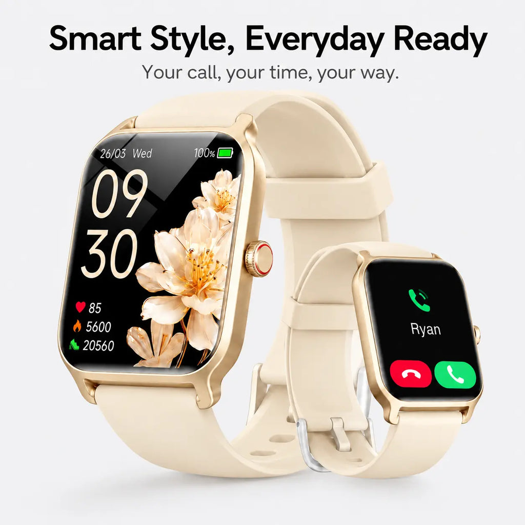 Smart Watch for Men and Women, 2.01" Touch Screen Lifestyle Watch with Message Reminder, Step Counter, Alarm, Timer, Music Control, Comfortable Strap, Compatible with Most Ios and Android Smartphones Fathersdaygift