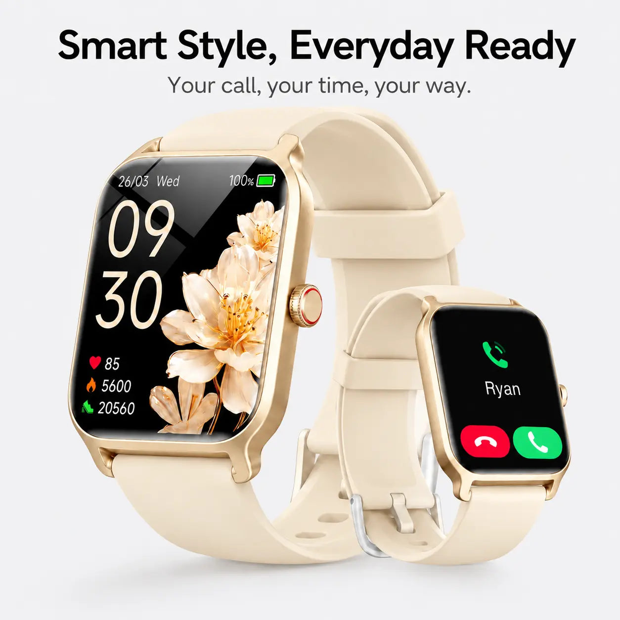 Smart Watch for Men and Women, 2.01" Touch Screen Lifestyle Watch with Message Reminder, Step Counter, Alarm, Timer, Music Control, Comfortable Strap, Compatible with Most Ios and Android Smartphones Fathersdaygift