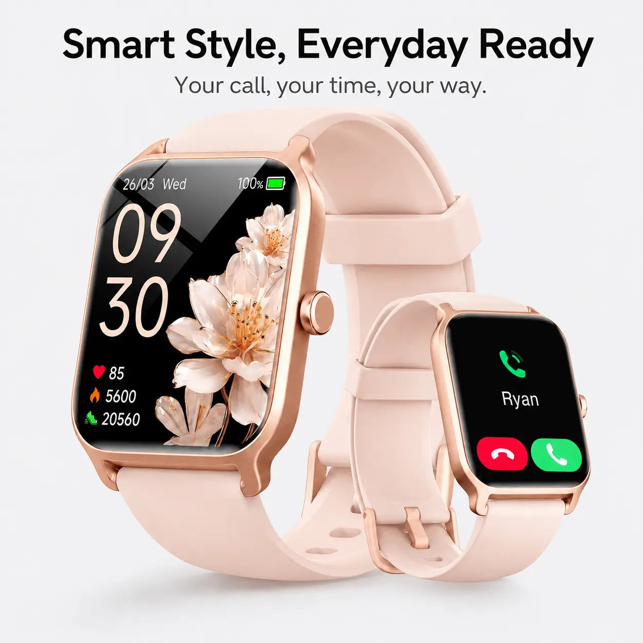 Smart Watch for Men and Women, 2.01" Touch Screen Lifestyle Watch with Message Reminder, Step Counter, Alarm, Timer, Music Control, Comfortable Strap, Compatible with Most Ios and Android Smartphones Fathersdaygift
