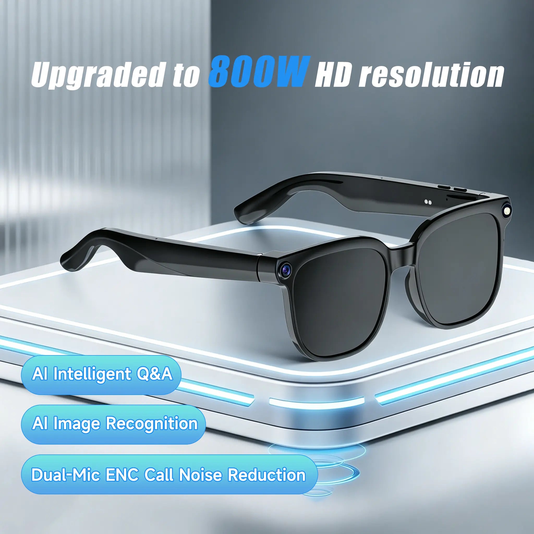 JEYUIN Smart Bluetooth Audio Glasses | Hands-Free Vlog Photo & Video Capture + Real-Time Translation | Perfect Wearable Camera Eyewear for Travel, Outdoor Adventures & Daily Life | Works with Iphone & Android