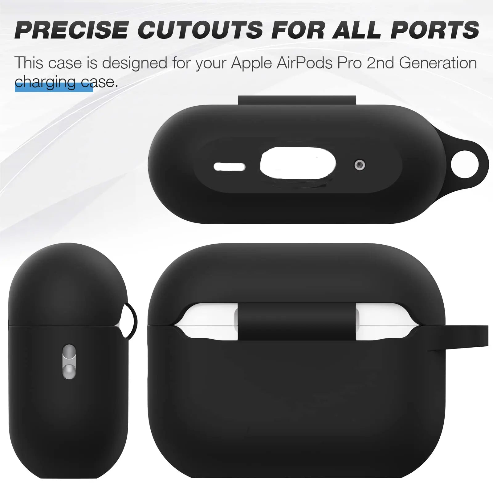 Silicone Earphone Case with Carabiner, Solid Color Robust Shockproof Protective Case for Airpods Pro 2, Soft Earphone Case with Visible LED Charging Indicator, Earphone Protector for Men and Women, Handy, Protection, Earbuds
