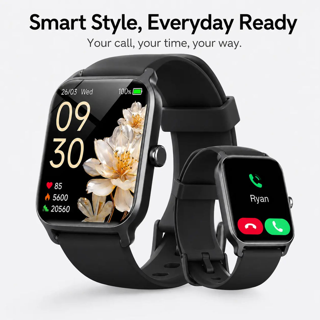 Smart Watch for Men and Women, 2.01" Touch Screen Lifestyle Watch with Message Reminder, Step Counter, Alarm, Timer, Music Control, Comfortable Strap, Compatible with Most Ios and Android Smartphones Fathersdaygift